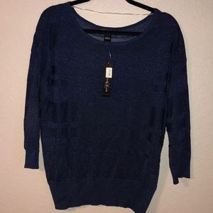 NWT August Blue in dark blue 3/4 sleeve sweater